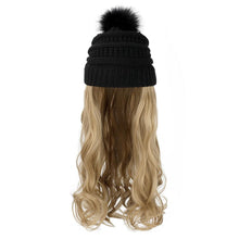 Load image into Gallery viewer, Trendy Hat Wig Synthetic Long Wavy Wigs with Beret Hat Knitted Fashion black Autumn Winter Cap Hair Extensions Wigs For Black Women Cosplay Wigs For Women
