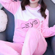 Load image into Gallery viewer, Trendy Pajama Women Thick Flannel Warm Female Winter Pajama Set Long Sleeve Full Trousers Two Piece Pajamas  Cartoon Pajamas Women Pajamas Set Sleepwear Autumn Plus Size Top Long Pant Sleepwear Girls Pajamas
