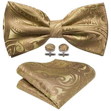 Load image into Gallery viewer, Trendy Patterned Silk Jacquard Plaid Bowtie With  Pocket Square And Cufflinks Set For Men Unique  Butterfly Party Wedding Casual Business Bowtie For Men
