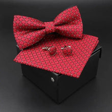 Load image into Gallery viewer, Trendy Tiny Dots Print Bowtie With Pocket Square And Cufflinks Set For Men Retro  Butterfly Party Wedding Bowties Without Box Stylish Ties Gift
