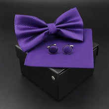 Load image into Gallery viewer, Trendy Tiny Dots Print Bowtie With Pocket Square And Cufflinks Set For Men Retro  Butterfly Party Wedding Bowties Without Box Stylish Ties Gift
