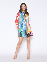 Load image into Gallery viewer, Tribal Print Pearl Button-Down Shirt Dress
