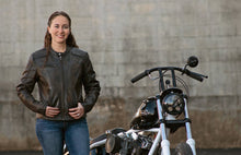 Load image into Gallery viewer, Trickster Womens Motorcycle Leather Jacket

