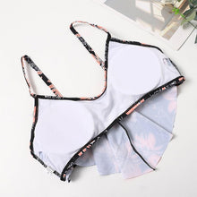 Load image into Gallery viewer, Tropical Bikini  Bottom Padded Ruffled Top Push Up Bikini Swimsuit For Women Underwire Bikini Top Ruffle Padded Two Piece Bathing Suits Teen Girls Two Piece Swimsuit Women Cross Back Bathing Suit Swimwear
