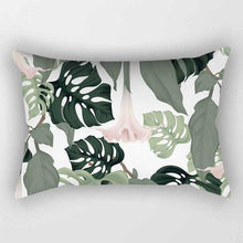 Load image into Gallery viewer, Tropical Plants Flowers Beauty Pattern Pillow Covers Short Plush Tropical Palm Leaves Throw Pillow Cover Summer Exotic Jungle Plant Tropical Palm On The Geometric Cotton LinGEOen Decorative Rectangular Pillowcase Rectangle Small Pillow Cases
