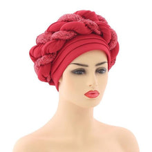 Load image into Gallery viewer, Turbans Pleated Soft Beanie Headwrap Lightweight African Hat Arab Wrap Elegant Muslim Turban Scarf Women Hijabs Hair Accessories Cap bonnet for Women
