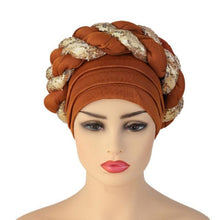 Load image into Gallery viewer, Turbans Pleated Soft Beanie Headwrap Lightweight African Hat Arab Wrap Elegant Muslim Turban Scarf Women Hijabs Hair Accessories Cap bonnet for Women
