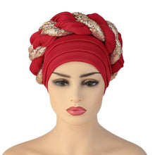 Load image into Gallery viewer, Turbans Pleated Soft Beanie Headwrap Lightweight African Hat Arab Wrap Elegant Muslim Turban Scarf Women Hijabs Hair Accessories Cap bonnet for Women
