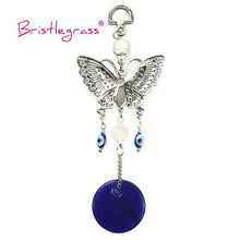 Load image into Gallery viewer, Turkish Blue Evil Eye Rhinestone Butterfly Amulet with Blue Rhinestone Car Charm Rear View Mirror Wall Hanging Protection Lucky Charms Wall Hanging Pendant Protection  Home Decor Blessing Gift
