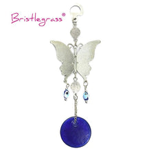 Load image into Gallery viewer, Turkish Blue Evil Eye Rhinestone Butterfly Amulet with Blue Rhinestone Car Charm Rear View Mirror Wall Hanging Protection Lucky Charms Wall Hanging Pendant Protection  Home Decor Blessing Gift
