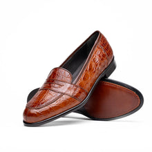 Load image into Gallery viewer, 11-119-CGN TUSCANY Crocodile Penny Loafer, Cognac
