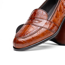 Load image into Gallery viewer, 11-119-CGN TUSCANY Crocodile Penny Loafer, Cognac
