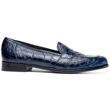 Load image into Gallery viewer, 11-119-NVY TUSCANY Crocodile Penny Loafer, Navy
