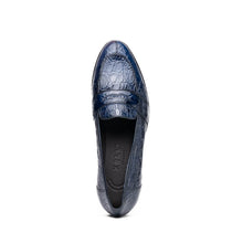 Load image into Gallery viewer, 11-119-NVY TUSCANY Crocodile Penny Loafer, Navy

