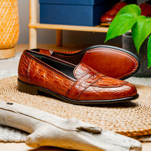 Load image into Gallery viewer, 11-119-CGN TUSCANY Crocodile Penny Loafer, Cognac
