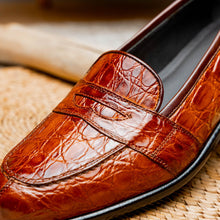 Load image into Gallery viewer, 11-119-CGN TUSCANY Crocodile Penny Loafer, Cognac
