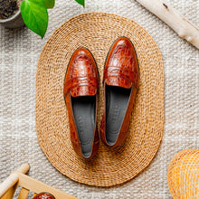 Load image into Gallery viewer, 11-119-CGN TUSCANY Crocodile Penny Loafer, Cognac
