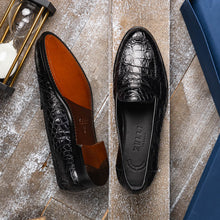 Load image into Gallery viewer, 11-119-BKM (BLK) TUSCANY Crocodile Penny Loafer, Black

