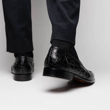 Load image into Gallery viewer, 11-119-BKM (BLK) TUSCANY Crocodile Penny Loafer, Black
