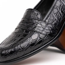 Load image into Gallery viewer, 11-119-BKM (BLK) TUSCANY Crocodile Penny Loafer, Black
