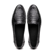 Load image into Gallery viewer, 11-119-BKM (BLK) TUSCANY Crocodile Penny Loafer, Black
