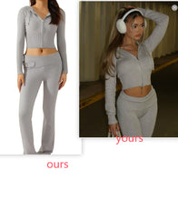 Load image into Gallery viewer, Women's High-Waist Knit Hooded Set: Fashionable Long-Sleeve Top &amp; Trousers - # GIAA23410012

