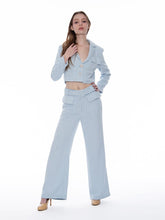 Load image into Gallery viewer, Tweed Collared Flap Detail Button Cropped Jacket
