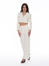 Load image into Gallery viewer, Tweed Collared Flap Detail Button Cropped Jacket
