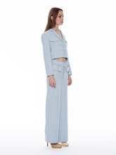 Load image into Gallery viewer, Tweed Collared Flap Detail Button Cropped Jacket
