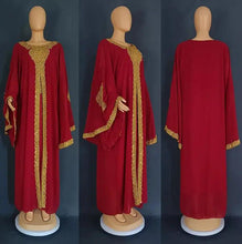 Load image into Gallery viewer, Two Piece Set Gold Kaftan Abaya Dress
