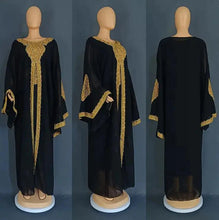 Load image into Gallery viewer, Two Piece Set Gold Kaftan Abaya Dress
