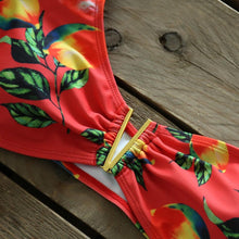 Load image into Gallery viewer, Two-Pieces Women Floral Push-Up Padded Bra Ruffles Bikini Set Swimsuit Swimwear Bathing Suit Beachwear Floral Printed Swimsuit Knotted String Triangle Bikini Tie Side High Cut Cheeky Bikini Set
