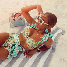 Load image into Gallery viewer, Two-Pieces Women  Push-Up Padded Bra Ruffles Bandage Bikini Set Swimsuit  Women's Bathing Suits Ruffles Flounce Bikini Sets Low Rise Two Piece Swimsuit Swimwear Bathing Suit Beachwear
