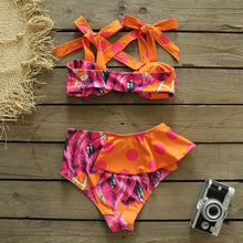 Load image into Gallery viewer, Two-Pieces Women  Push-Up Padded Bra Ruffles Bandage Bikini Set Swimsuit  Women's Bathing Suits Ruffles Flounce Bikini Sets Low Rise Two Piece Swimsuit Swimwear Bathing Suit Beachwear
