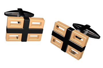 Two-Tone Grid Cufflinks