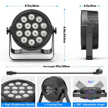Load image into Gallery viewer, U'King 4PCS 80W Par Light 4in1 RGBW 14 LED Stage Effect Light DMX512 Remote Control Flat Light for KTV DJ Disco Bar Stage Light
