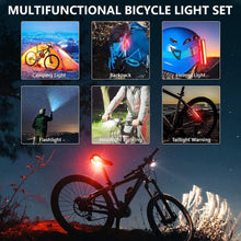 Load image into Gallery viewer, Ultra Bright Bicycle Light USB Rechargeable LED Bike Headlight Waterproof Bike Flashlight USB Rechargeable Bike Lights Front And Back 8 LED Bicycle Lights Front 5 Light Modes 15-30 Hours Working Time
