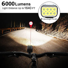 Load image into Gallery viewer, Ultra Bright Bicycle Light USB Rechargeable LED Bike Headlight Waterproof Bike Flashlight USB Rechargeable Bike Lights Front And Back 8 LED Bicycle Lights Front 5 Light Modes 15-30 Hours Working Time
