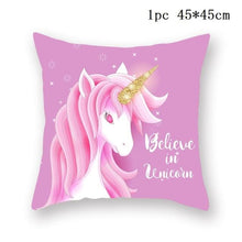 Load image into Gallery viewer, Unicorn Cushion Cover Decor Sofa Cushion Case Bed Pillow Cover Home Party Decoration Unicorn Birthday Decor Pillow Covers Cute Girls Pillow Beautiful Pink Girl Pillow Case
