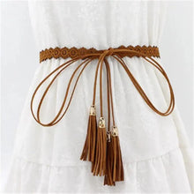 Load image into Gallery viewer, Unique Classic PU Leather Tie Strap Waist Belt For Women Modern Rope Style Design Ladies Waistbands
