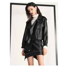 Load image into Gallery viewer, Unique Design Faux Leather Jacket Women Loose Soft Vintage Motorcycle Biker Coat Short Pu Leather Coat Female Punk Autumn Streetwear Outwear
