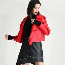 Load image into Gallery viewer, Unique Design Faux Leather Jacket Women Loose Soft Vintage Motorcycle Biker Coat Short Pu Leather Coat Female Punk Autumn Streetwear Outwear
