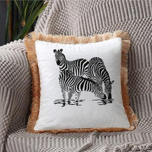Load image into Gallery viewer, Unique Designed European American Luxury Printed Polyester Cushion Cover Horse printed Lumbar Cover Tassel Edge Modern Throw Pillow Covers Square Decorative Set Cushion Covers For Home Bed Couch Sofa Bench
