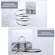 Load image into Gallery viewer, Unique Designed Hair Dryer Holder Blower Organizer Adhesive Wall Mounted Nail Free No Drilling Stainless Steel Stand Tool For Bathroom Bedroom
