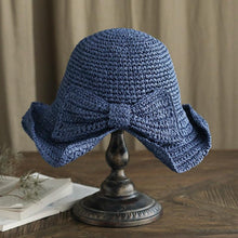 Load image into Gallery viewer, Unique Fashionable Bow Sun Hat Wide Floppy Summer Hats For Women Beach Straw Modern Bucket Hat Women's Summer Foldable Wide Breathable Outdoor Sun Hat
