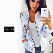 Load image into Gallery viewer, Unique Nature Design Women's jackets Floral Printed Ladies Zipper Up Bomber Outwear Spring Long Sleeve Short Thin Slim Casual Pocket Biker Coats
