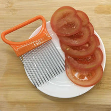Load image into Gallery viewer, Unique Style 1PC Stainless Steel Onion Needle Onion Holder Handheld Simple Slicer Fruit Vegetable Cutter Potato Kitchen Tool Bar Accessories
