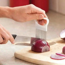 Load image into Gallery viewer, Unique Style 1PC Stainless Steel Onion Needle Onion Holder Handheld Simple Slicer Fruit Vegetable Cutter Potato Kitchen Tool Bar Accessories

