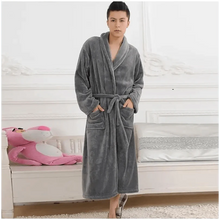 Load image into Gallery viewer, Unisex Comfortable Fleece Soft Bathrobes Elegant Sleepwear For Men And Women Winter Indoor Warm Bathrobe
