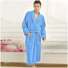 Load image into Gallery viewer, Unisex Comfortable Fleece Soft Bathrobes Elegant Sleepwear For Men And Women Winter Indoor Warm Bathrobe
